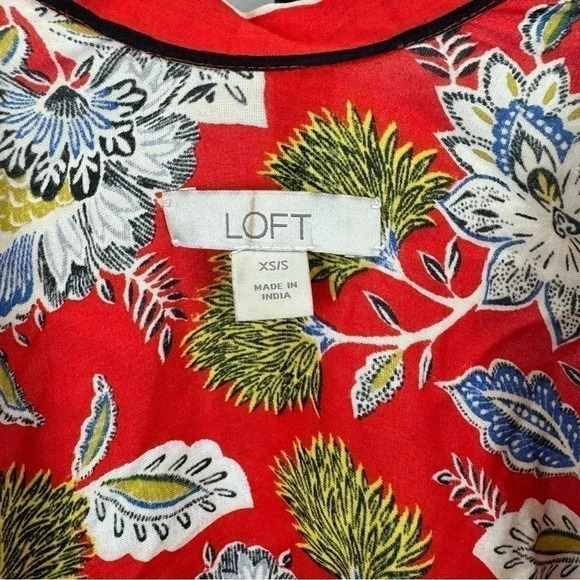 Loft Red Floral Kimono Size XS/S - Picture 2 of 5